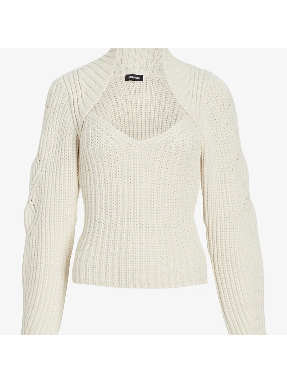 Express Ribbed Scoop Neck Long Sleeve Sweater